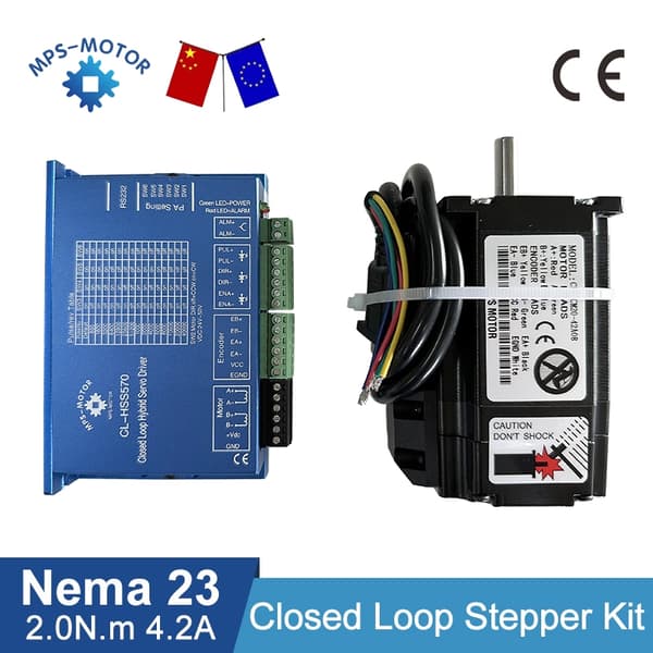 Nema 23 Stepper -moottori, 2Nm pidätysmomentti, 1000PPR-kooderi,8 millimetri