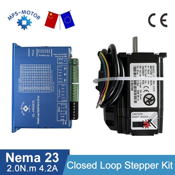 Nema 23 Stepper -moottori, 2Nm pidätysmomentti, 1000PPR-kooderi,8 millimetri