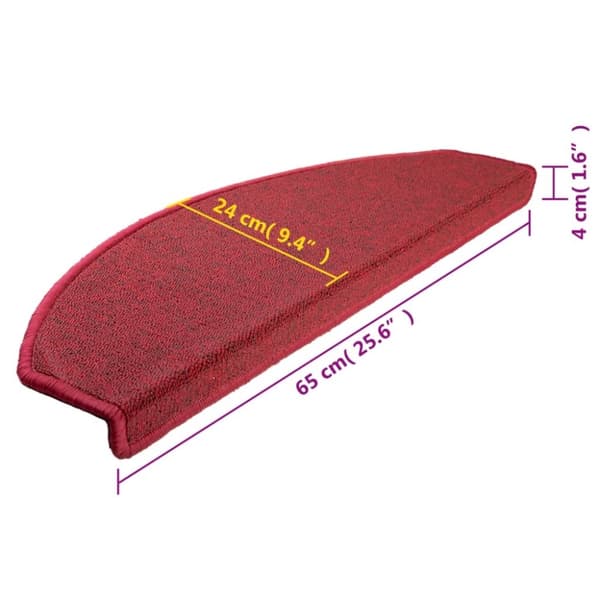 vidaXL 15 stk. trappemåtter 65 x 24 x 4 cm bordeauxrød