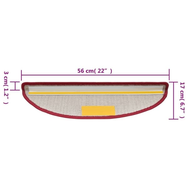 vidaXL 15 stk. trappemåtter 56 x 17 x 3 cm bordeauxrød