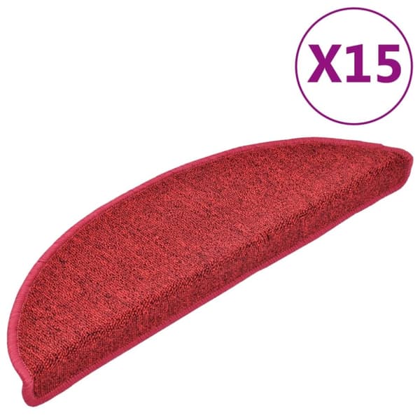 vidaXL 15 stk. trappemåtter 56 x 17 x 3 cm bordeauxrød