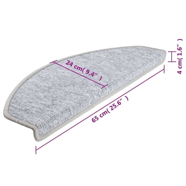 vidaXL 15 stk. trappemåtter 65 x 24 x 4 cm lysegrå