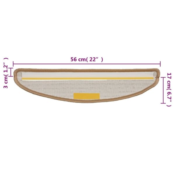vidaXL 15 stk. trappemåtter 56x17x3 cm beige