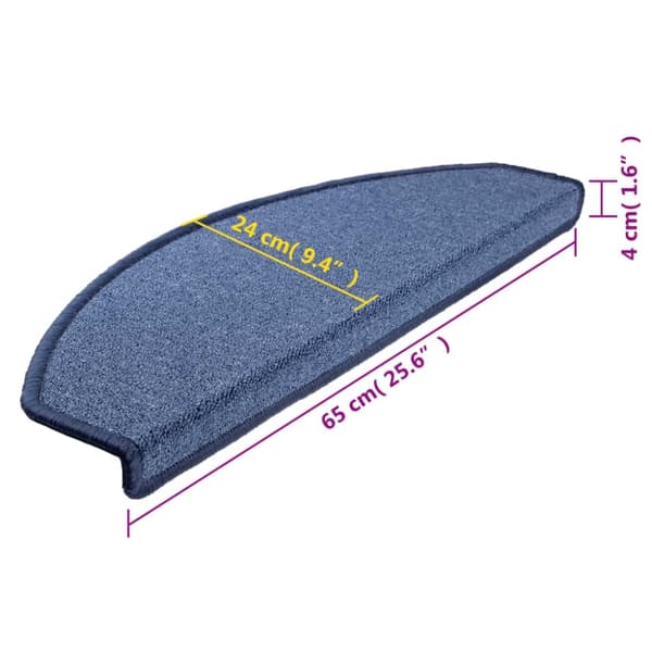 vidaXL 15 stk. trappemåtter 65 x 24 x 4 cm blå