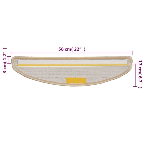 vidaXL 15 stk. trappemåtter 56x17x3 cm cremefarvet