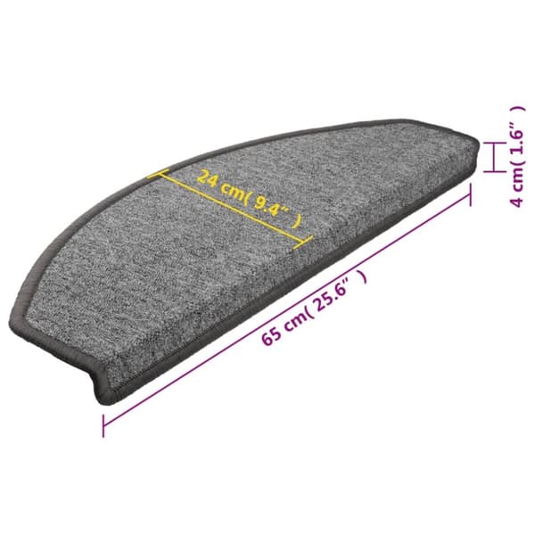 vidaXL Trappematter mørk grå 15 stk 65x24x4 cm