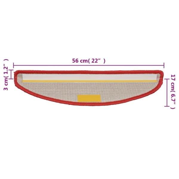 vidaXL Trappstegsmattor 15 st röd 56x17x3 cm
