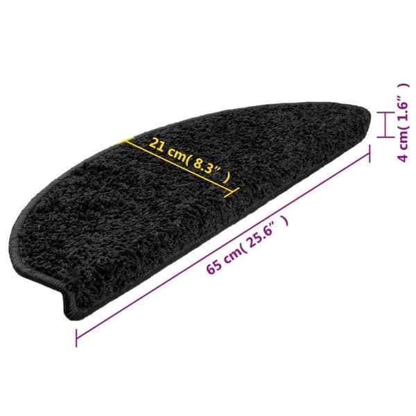vidaXL 15 stk. trappemåtter 65x21x4 cm sort
