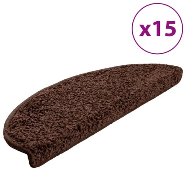 vidaXL 15 stk. trappemåtter 65x21x4 cm brun