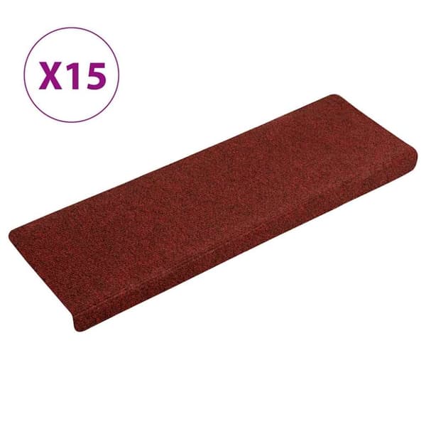 vidaXL Trappematter 15 stk nålestempel 65x21x4 cm rød