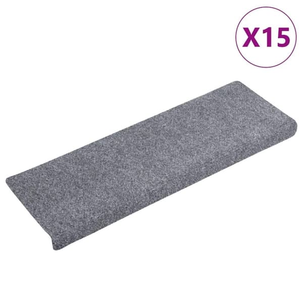 vidaXL Trappematter 15 stk nålestempel 65x21x4 cm lysegrå