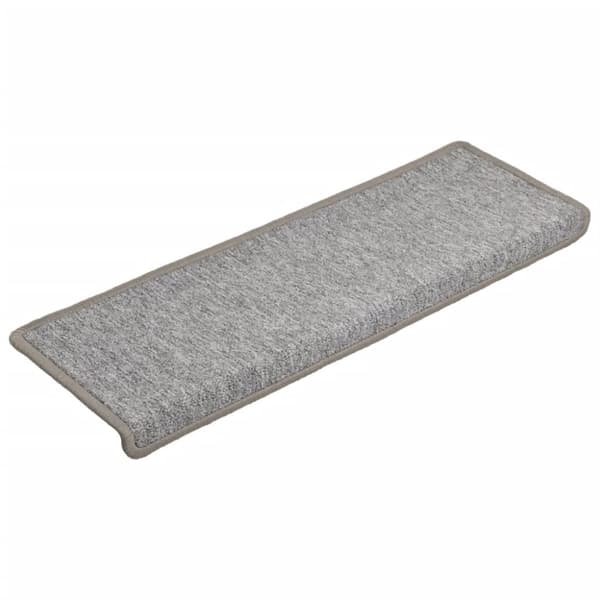 vidaXL 15 stk. trappemåtter 65x21x4 cm lysegrå