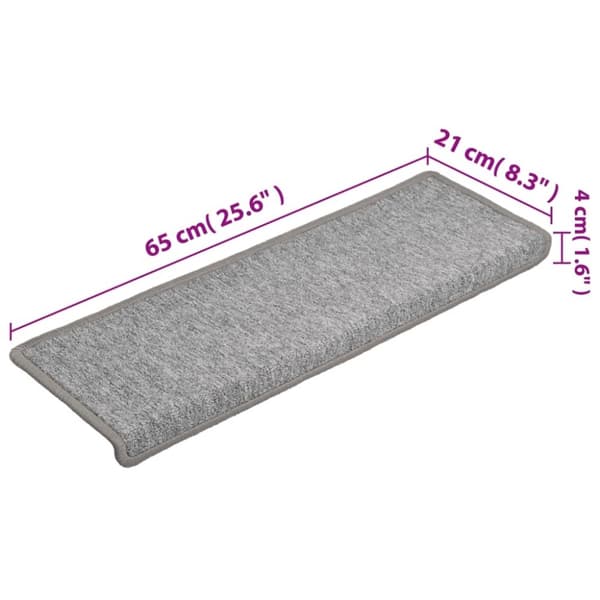 vidaXL 15 stk. trappemåtter 65x21x4 cm lysegrå