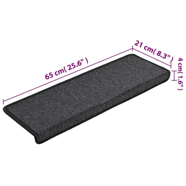 vidaXL 15 stk. trappemåtter 65x21x4 cm antracitgrå