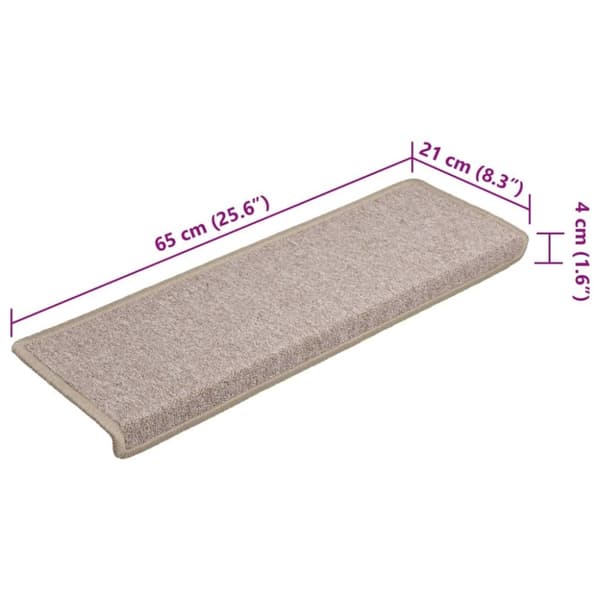 vidaXL 15 stk. trappemåtter 65x21x4 cm gråbrun