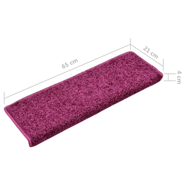 vidaXL 15 stk. trappemåtter 65x21x4 cm lilla