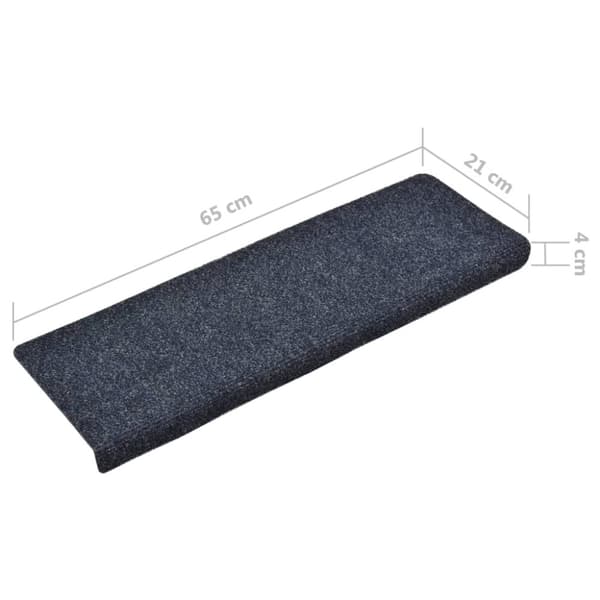 vidaXL 15 stk. trappemåtter tuftet 65x21x4 cm blå