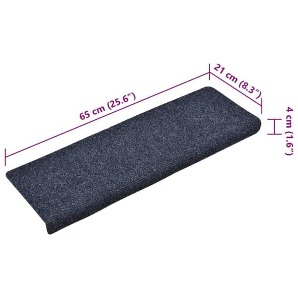 vidaXL 15 stk. trappemåtter tuftet 65x21x4 cm blå
