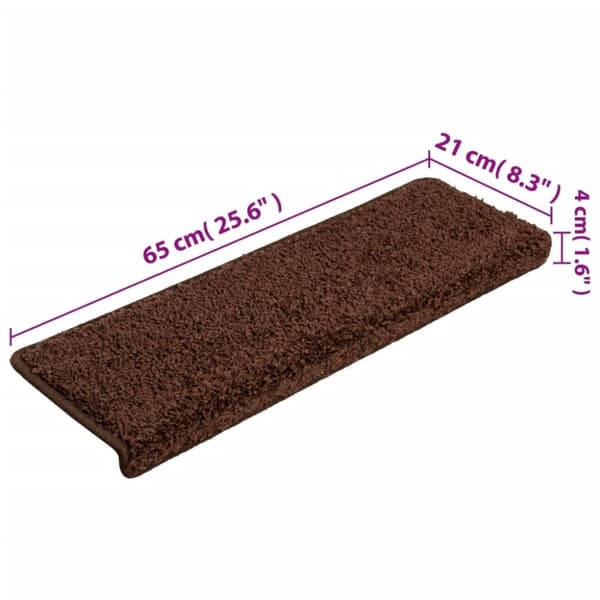 vidaXL 15 stk. trappemåtter 65x21x4 cm brun
