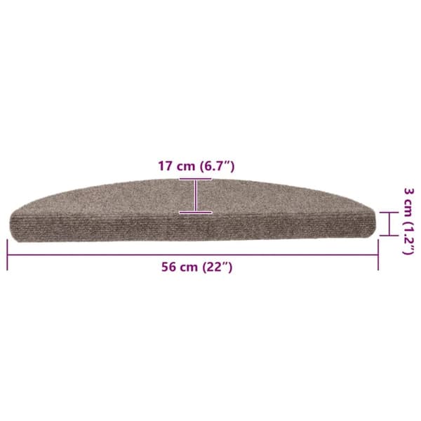 vidaXL Trappstegsmattor självhäftande 15 st gräddvit 56x17x3 cm brodyr