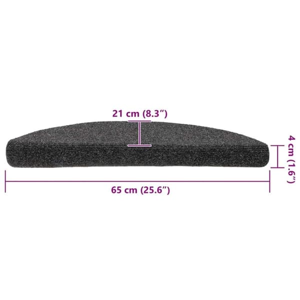 vidaXL Trappstegsmattor självhäftande 15 st antracit 65x21x4 cm brodyr