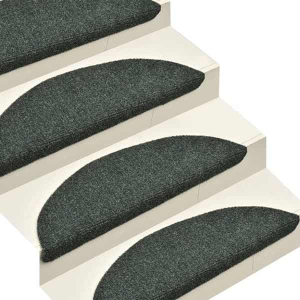 vidaXL selvklæbende trappemåtter 15 stk. 56x17x3 cm tuftet grøn