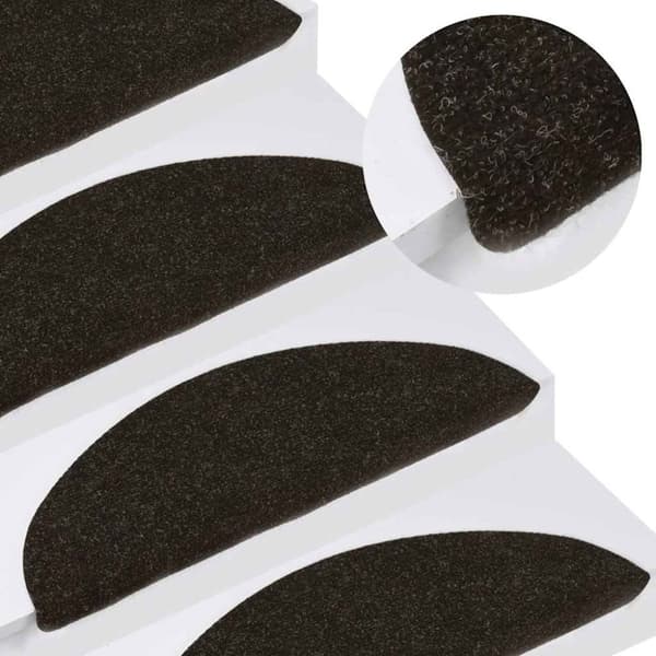 vidaXL Selvklebende trappematter 15 stk brun 65x21x4 cm nålestempel