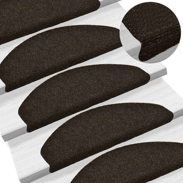 vidaXL Selvklebende trappematter 15 stk brun 65x21x4 cm nålestempel