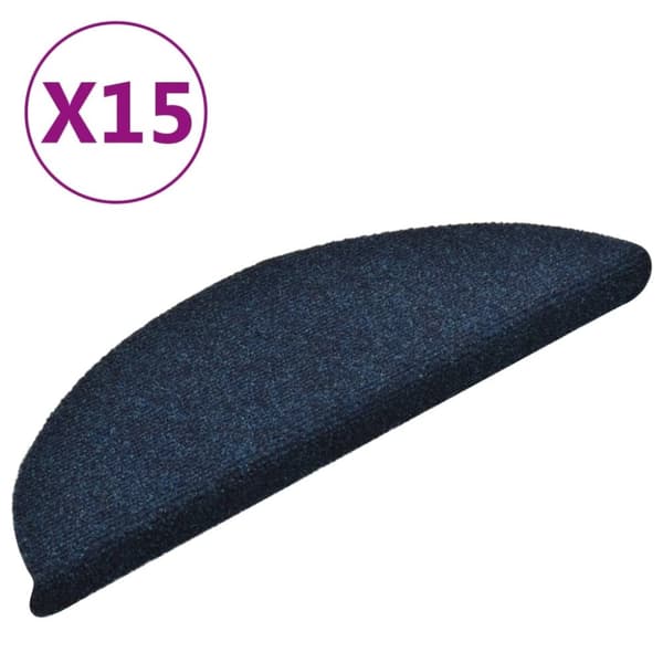 vidaXL selvklæbende trappemåtter 15 stk. 56x17x3 cm tuftet marineblå
