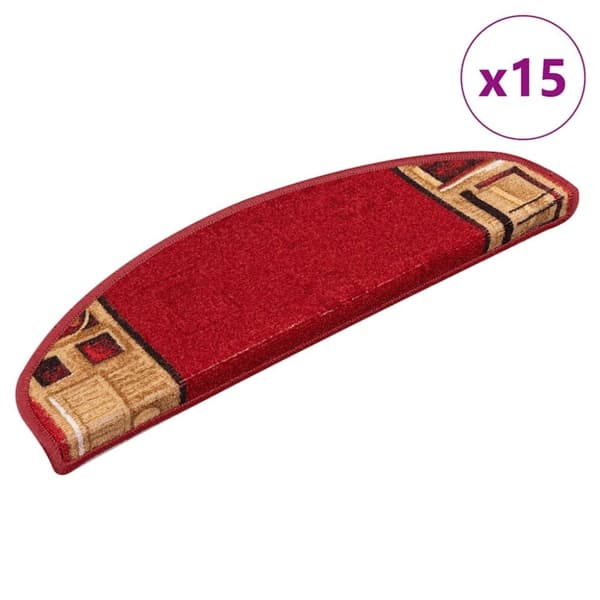 vidaXL Selvklebende trappematter 15 stk rød 65x21x4 cm