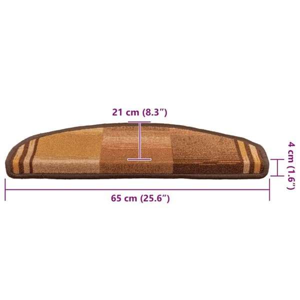 vidaXL Trappstegsmattor självhäftande 15 st brun 65x21x4 cm