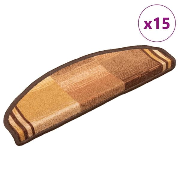 vidaXL Trappstegsmattor självhäftande 15 st brun 65x21x4 cm