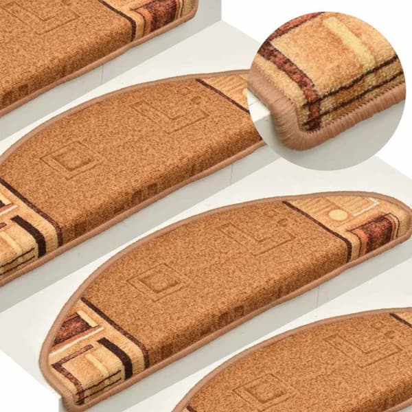 vidaXL Selvklebende trappematter 15 stk beige 65x21x4 cm