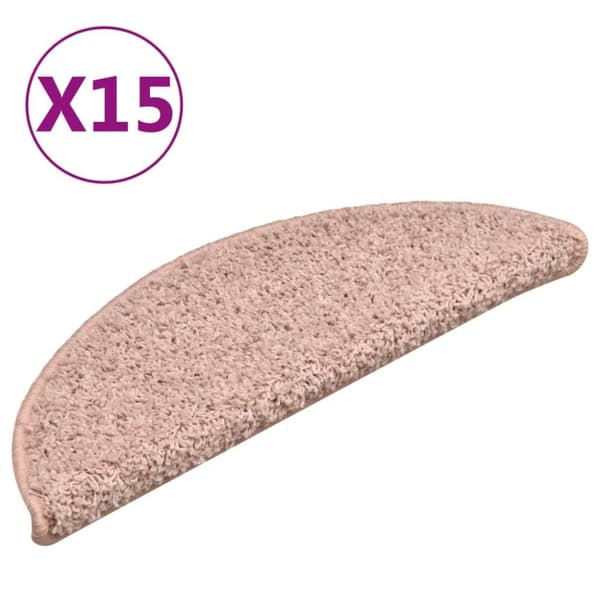 vidaXL trappemåtter 15 stk. 56x17x3 cm lyserød