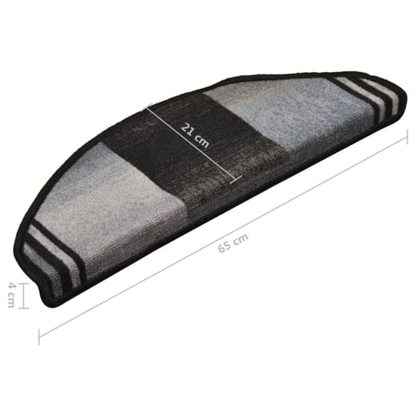 vidaXL selvklæbende trappemåtter 15 stk. 65x21x4 cm sort og grå