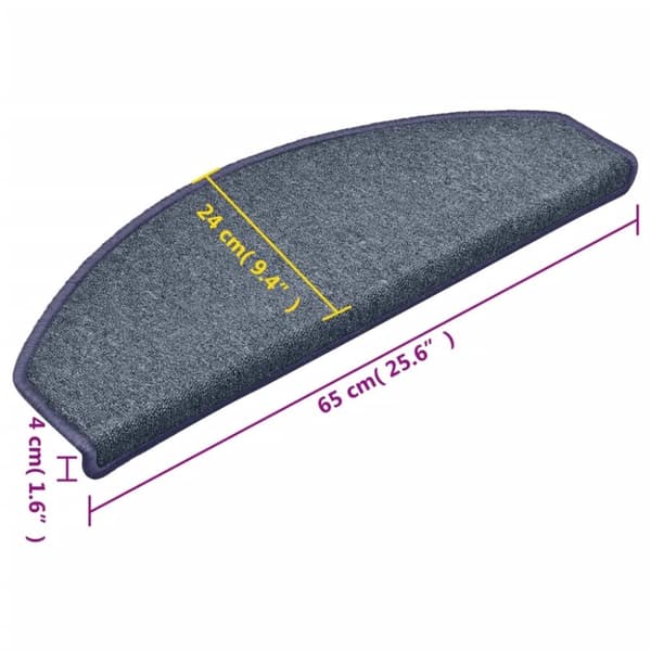 vidaXL trappemåtter 15 stk. 65x24x4 cm mørkegrå og blå