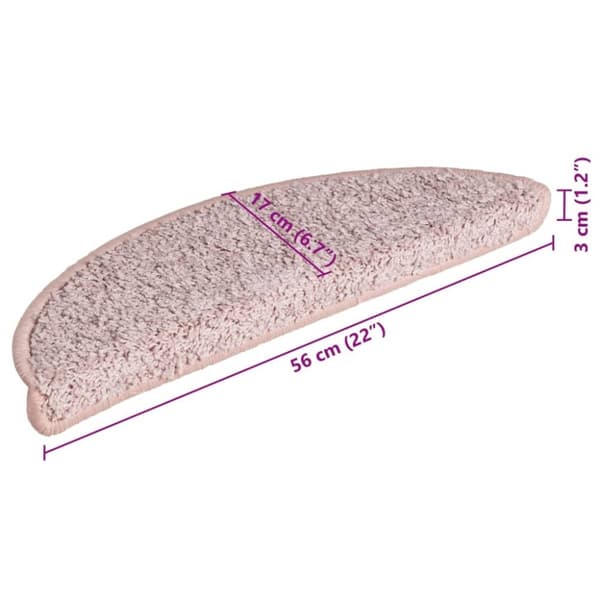 vidaXL trappemåtter 15 stk. 65x21x4 cm lyserød