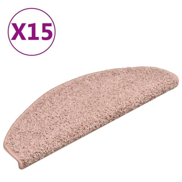 vidaXL trappemåtter 15 stk. 65x21x4 cm lyserød