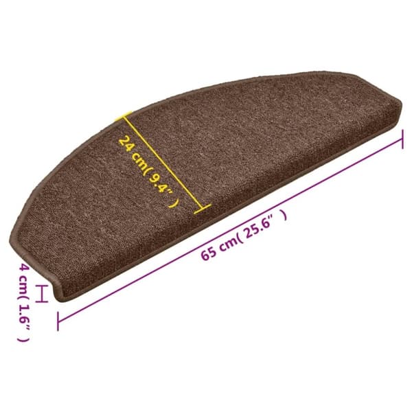 vidaXL trappemåtter 15 stk. 65x24x4 cm brun