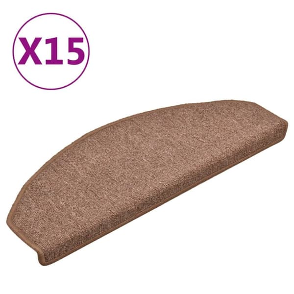 vidaXL trappemåtter 15 stk. 65x24x4 cm brun