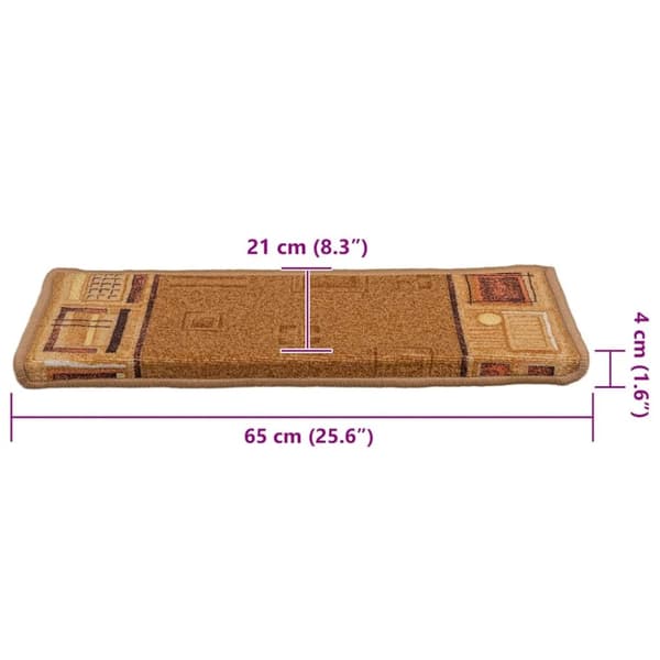 vidaXL Selvklebende trappematter 15 stk 65x21x4 cm beige