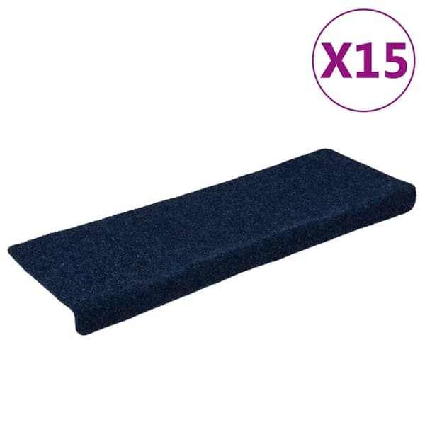 vidaXL 15 stk. trappemåtter tuftet 65x21x4 cm blå