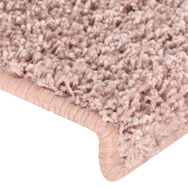 vidaXL 15 stk. trappemåtter 65x21x4 cm hvid og pink