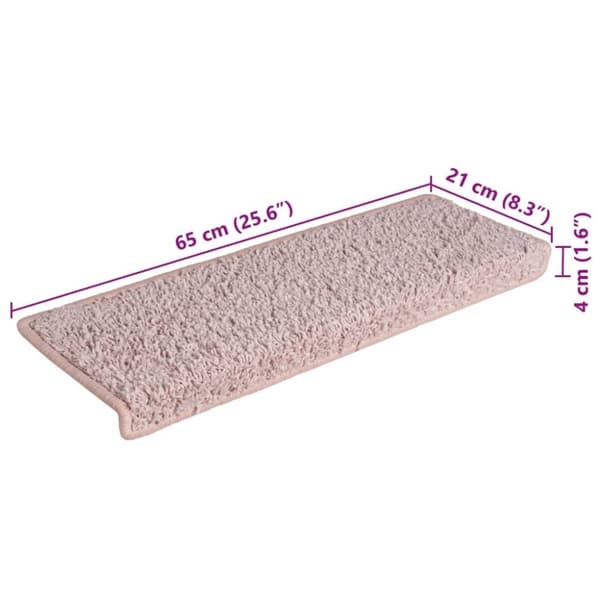 vidaXL Trappstegsmattor 15 st 65x21x4 cm vit och rosa