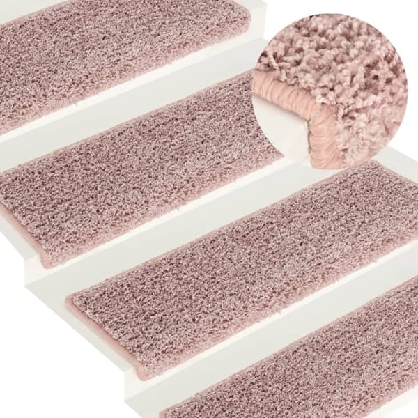 vidaXL Trappstegsmattor 15 st 65x21x4 cm vit och rosa