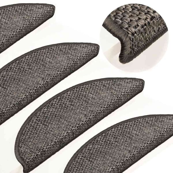 vidaXL selvklæbende trappemåtter 15 stk. 56x17x3 cm sisal-look sølv
