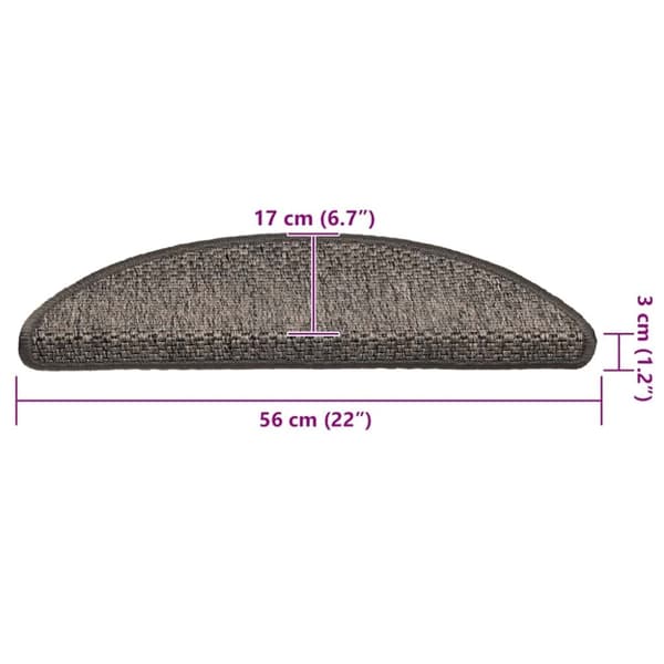 vidaXL selvklæbende trappemåtter 15 stk. 56x17x3 cm sisal-look sølv