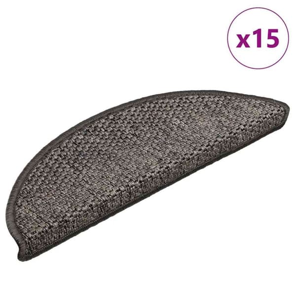vidaXL selvklæbende trappemåtter 15 stk. 56x17x3 cm sisal-look sølv