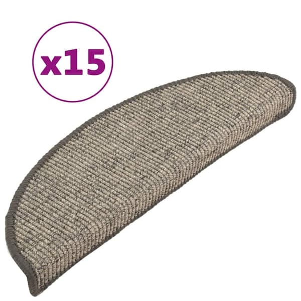 vidaXL Trappstegsmattor självhäftande 15 st 56x20 cm beige och grå