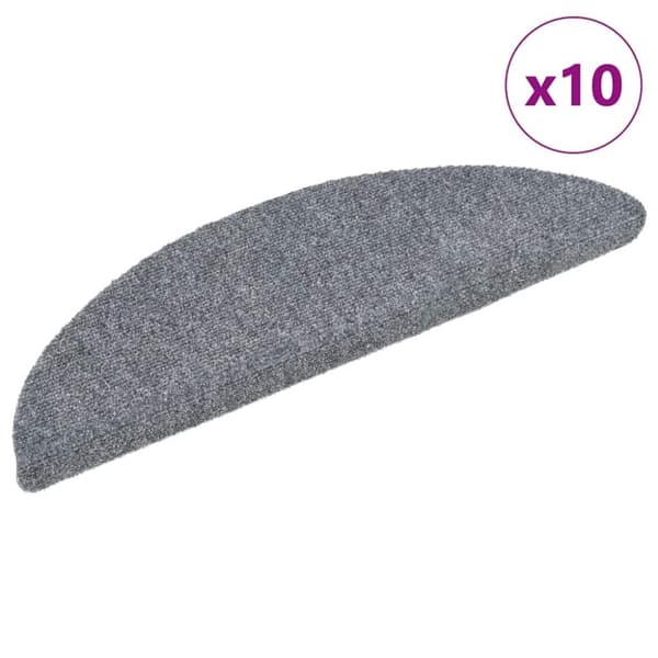 vidaXL selvklæbende trappemåtter 10 stk. 56x17x3 cm tuftet lysegrå